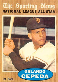 1962 Topps Baseball Card #390 Orlando Cepeda