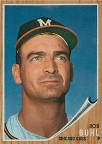 1962 Topps Baseball Card #458a Bob Buhl (With "M" on Cap)
