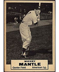 1961 Topps Baseball Dice Game Card #8 Mickey Mantle