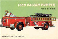 (R714-24)  1954 Topps World On Wheels Gum Card #70 1500 Gallon Pumper, Fire Engine 