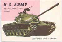 (R714-24)  1954 Topps World On Wheels Gum Card #85 U.S. Army 48 Medium Gun Tank 