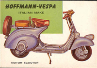 (R714-24)  1954 Topps World On Wheels Gum Card #129 Hoffman-Vespa Motor Scooter 