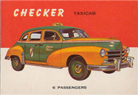 (R714-24)  1954 Topps World On Wheels Gum Card #139 Checker Taxicab 