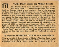 (R69)  1938 Gum, Inc. Horrors of War Card #171   ''Little Devil'' Learns Jap Military Secrets