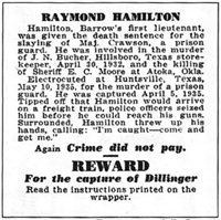 (R37)  1937 CRIME DID NOT PAY Gum Card    Raymond Hamilton