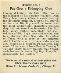 (R41) 1937 Walter H. Johnson DICK TRACY Caramels Card #8   Pat Shadows a Suspect