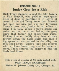 (R41) 1937 Walter H. Johnson DICK TRACY Caramels Card #16   Junior is Chloroformed