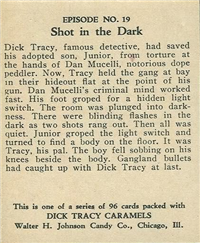 (R41) 1937 Walter H. Johnson DICK TRACY Caramels Card #19   Gangland Bullets Get Tracy