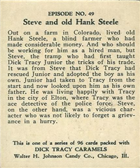 (R41) 1937 Walter H. Johnson DICK TRACY Caramels Card #49   Steve and Old Hank Steele
