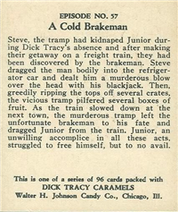 (R41) 1937 Walter H. Johnson DICK TRACY Caramels Card #57   A Cold Brakeman