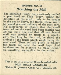 (R41) 1937 Walter H. Johnson DICK TRACY Caramels Card #60   Watching the Mail