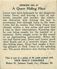 (R41) 1937 Walter H. Johnson DICK TRACY Caramels Card #67   A Queer Hiding Place