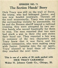 (R41) 1937 Walter H. Johnson DICK TRACY Caramels Card #71   The Section Hands' Story