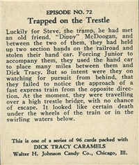 (R41) 1937 Walter H. Johnson DICK TRACY Caramels Card #72   Trapped on the Trestle