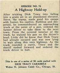(R41) 1937 Walter H. Johnson DICK TRACY Caramels Card #78   A Highway Hold-Up