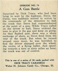 (R41) 1937 Walter H. Johnson DICK TRACY Caramels Card #79   A Gun Battle