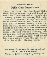(R41) 1937 Walter H. Johnson DICK TRACY Caramels Card #89   Della Gets Instructions