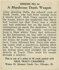 (R41) 1937 Walter H. Johnson DICK TRACY Caramels Card #94   A murderous death weapon