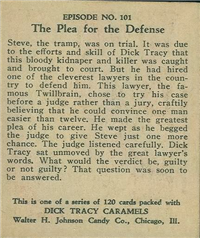 (R41) 1937 Walter H. Johnson DICK TRACY Caramels Card #101   The Plea for the Defense