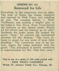 (R41) 1937 Walter H. Johnson DICK TRACY Caramels Card #102   Sentenced for Life