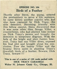 (R41) 1937 Walter H. Johnson DICK TRACY Caramels Card #106   Birds of a Feather