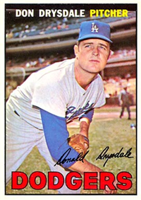 1967 Topps Baseball  Card #55  Don Drysdale (Hall of Fame)