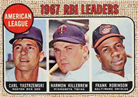 1968 Topps Baseball  Card #4  AL RBI Leaders (Killebrew, F.Robby, Yaz)