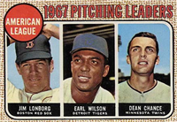 1968 Topps Baseball  Card #10  A.L. Pitching Leaders