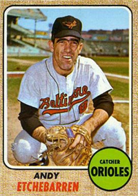 1968 Topps Baseball  Card #204  Andy Etchebarren