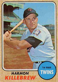 1968 Topps Baseball  Card #220  Harmon Killebrew (Hall of Fame)