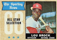 1968 Topps Baseball  Card #372  Lou Brock All Star (Hall of Fame)