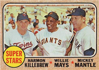 1968 Topps Baseball  Card #490  Super Stars (Hall of Fame) (Mantle, Mays, Killebrew)