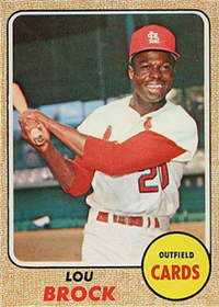 1968 Topps Baseball  Card #520  Lou Brock (Hall of Fame)