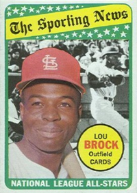 1969 Topps Baseball  Card #428  Lou Brock All Star (Hall of Fame)