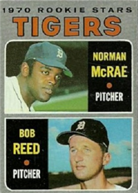 1970 Topps Baseball  Card #207  Tigers Rookies (Norman McRae, Bob Reed)