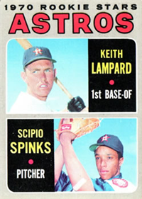 1970 Topps Baseball  Card #492  Astros Rookie (Keith Lampard, Scipio Spinks)