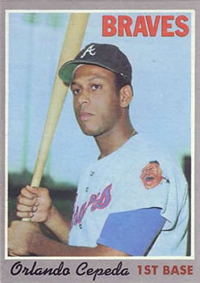 1970 Topps Baseball  Card #555  Orlando Cepeda (Hall of Fame)