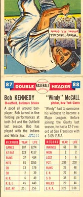 1955 Topps Double Headers Baseball  Card #87  Kennedy/McCall