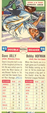 1955 Topps Double Headers Baseball  Card #95  Jolly/Hoffman