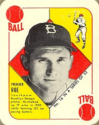 1951 Topps Red Backs Baseball Card  #16  Preacher Roe