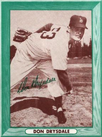 1958 Bell Brand Dodgers Baseball  Card   Don Drysdale  (Hall of Fame)