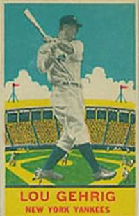 (R333)  1933 DeLong Play Ball Gum  Baseball Card  #7  Lou Gehrig  (Hall of Fame)
