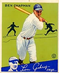 (R320)  1934 Goudey Big League Baseball Card  #9  Ben Chapman