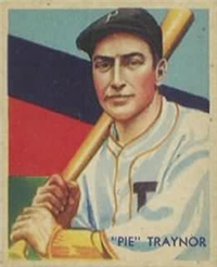 (R327)  1934-36 National Chicle Diamond Stars Baseball Card  #27  Pie Traynor  (Hall of Fame)