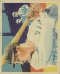 (R327)  1934-36 National Chicle Diamond Stars Baseball Card  #77  Charlie Gehringer  (Hall of Fame)