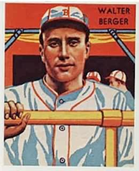 (R327)  1934-36 National Chicle Diamond Stars Baseball Card  #108  Wally Berger