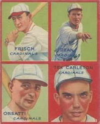 (R321)  1935 Goudey Big League Puzzle   Baseball Card   Frisch  (Hall of Fame), Dean  (Hall of Fame), etc.