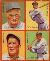(R321)  1935 Goudey Big League Puzzle   Baseball Card   Johnson/Coleman/Marcum/Cramer