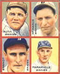 (R321)  1935 Goudey Big League Puzzle   Baseball Card   Ruth  (Hall of Fame), Maranville  (Hall of Fame), etc.