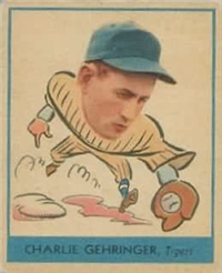 (R323)  1938 Goudey Big League Heads Up  Baseball Card  #241  Charlie Gehringer  (Hall of Fame)